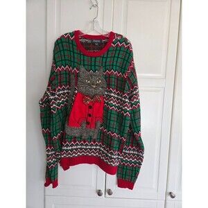 33 Degrees Men Cat Kitty Ugly Christmas Sweater - Size XL